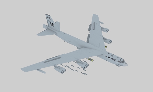 U.S. B52 Bomber Boeing B52 Stratosphere Fortress U.S. Long Range Strategic Bomber 3d model