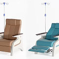 Brown And Blue Medical Chairs With IV Poles Comfortable Upholstery Design