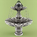 European style fountain landscape sketch 3d model