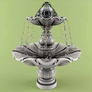 European style fountain landscape sketch 3d model