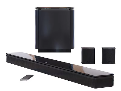 Premium Home Theater Sound System With Soundbar Subwoofer Satellite Speakers And Remote Control 3d model