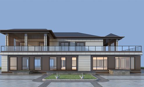 New Chinese Style Single-family Villa Club Villa 3d model