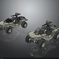 Two White Off-Road Vehicles With Open Design And Mounted Weapons On Top And Large Tires
