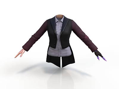 Men's Formal Outfit With Vest Shirt Long Sleeves And Gloves 3d model
