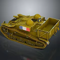 Yellow Military Tank With Tracks Turret And French Flag Emblem