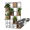 Decorative Garden Shelf With Multilayer Wooden Metal Frame And Green Plants Hanging Vines
