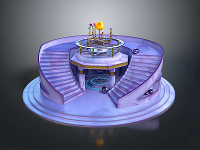 Spiral Staircase Design For Circular Structure With Central Decorative Fixture And Steps 3d model