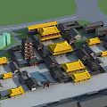 Ancient Chinese Architecture Complex With Traditional Palace Style Yellow Glazed Roofs And Courtyard Layout