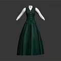 Emerald Green Long Dress With V-neck Sleeveless Design And Button Details