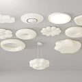Modern White Ceiling Lights with Cloud Flower Circular Shapes for Interior Decoration 3d model