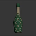 Green Bottle With Beige Netting Wrap And Green Cap For Daily Use
