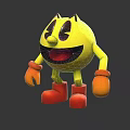 Cute Yellow Cartoon Figure Decorative Ornament Set With Pac Man Style Red Gloves And Boots