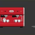 Lavazza Red Espresso Coffee Machine With White Coffee Cups And Lid