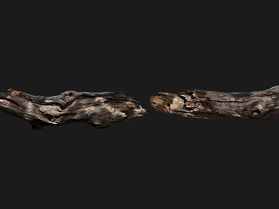 Natural Weathered Stone Wood Decorative Pieces With Rustic Texture And Organic Shape 3d model