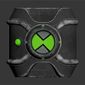 Futuristic Metallic Bracelet With Green Circular X Symbol And Mechanical Textured Design