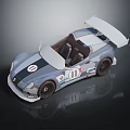 Gray And White Convertible Racing Car With Rear Wing Number 11 ROWE Logo Dark Seats