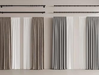 Modern Curtain Curtain Rod 3d model