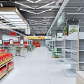 Clean Bright Modern Fruit Store With Green Shelves And Price Tags