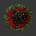 Decorated Christmas Tree With Colorful Ornaments Red Poinsettias And Green Foliage In Planter