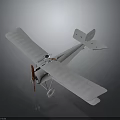 Vintage White Biplane Model Airplane With Red Propeller And White Wheels