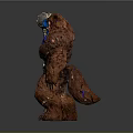 Fantasy Beast Character With Blue Purple Hair Holding Orb Top Staff And Fur Armor