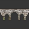 Ancient Style Stone Brick Arch Bridge With Three Arches And Support Piers