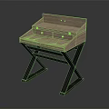 Modern Dressing Table With Wooden Top Two Drawers And X Shaped Black Metal Legs