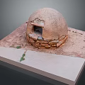 Rustic Dome Building With Stone And Earth Material Small Opening On Platform