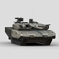 Modern Gray Armored Main Battle Tank With Turret Cannon And Tracks