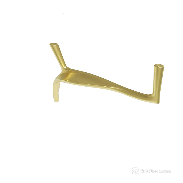 Golden Metal Hook With Modern Minimalist Design For Hanging Accessories 3d model 