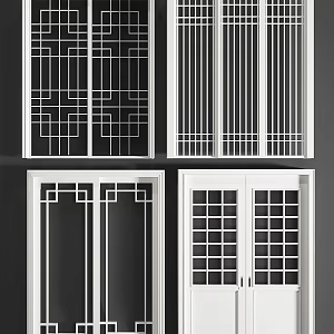 New Chinese-style sliding door 3d model