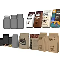 Food Packages and Storage Containers With Glass Jars Bread Bags Cocoa Products and Tins