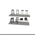 Modern Bar Stools With Various Designs Different Colors And Metal Frames 3d model