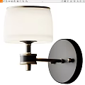 Modern Wall Lamp With White Frosted Glass Shade And Black Metal Base
