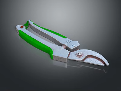 Durable Metal Scissors With Green Handle For Household Cutting And Daily Use 3d model