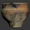 Ancient Hand Carved Pottery Bowl Featuring Cracked Texture And Broken Edges