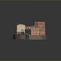 Charming Cartoon Scene With Colorful Buildings Red Roofs Balconies Small Bridge And Stone Pavement