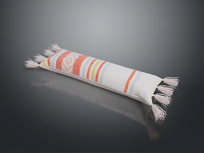 Modern Decorative Throw Pillow With Soft Fabric Colorful Stripes And Tassel Accents 3d model