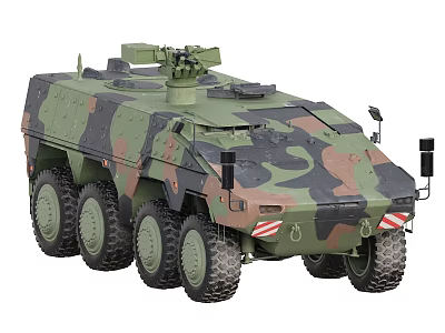 Armored Wheeled Tank With Camouflage Paint Top Turret And Exterior Design 3d model