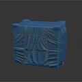 Blue Textured Cube With Wrapped Fabric Surface And Black Brown Lines 3d model