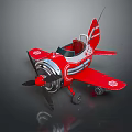 Vintage Red Retro Style Toy Airplane With Propeller Cockpit And Decorative Stripes Logos