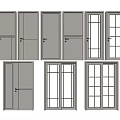 Modern Swing Doors With Various Glass And Solid Panel Designs For Interior 3d model
