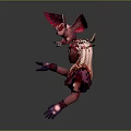 Fantasy Horned Elf Female Character With Purple Outfit And Red Winged Bird Creature