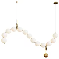 Modern Hanging Chandelier With White Spherical Beads And Gold Decorative Ball