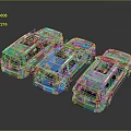 Three Different Colored Minivans With Sunroofs In Rear View On Dark Background