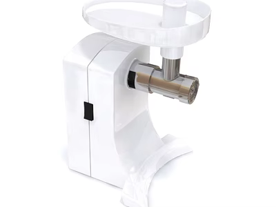 White Electric Meat Grinder With Stainless Steel Parts For Home Kitchen Use 3d model