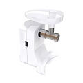 White Electric Meat Grinder With Stainless Steel Parts For Home Kitchen Use