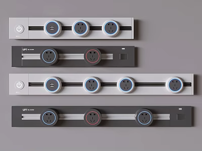 Multifunctional Track Mounted Socket Designs With Switches And USB Ports 3d model