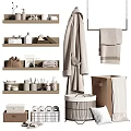 Bathroom Washing Daily Essentials With Storage Towels Robe And Basket