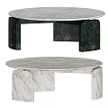 Modern Coffee Table Design With Marble Tabletop And Black Base 3d model
